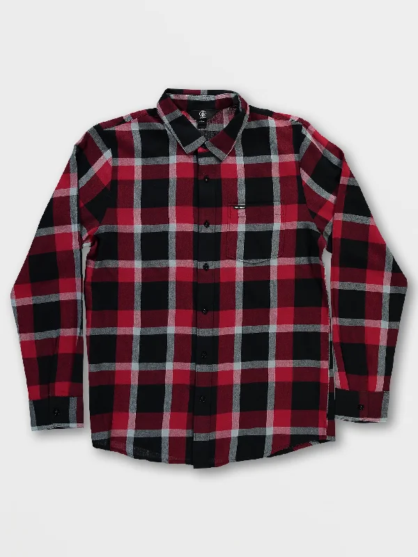 Men's functional travel shirt-Curwin Long Sleeve Flannel - Rio Red