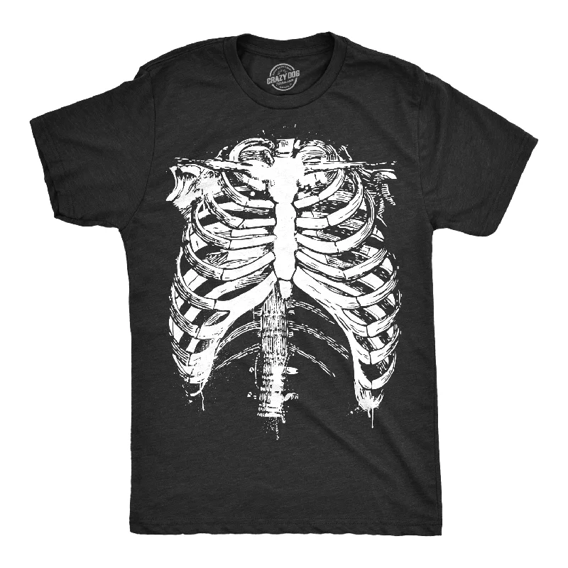 Men's beach-ready t-shirt-Splattered Rib Cage Men's T Shirt