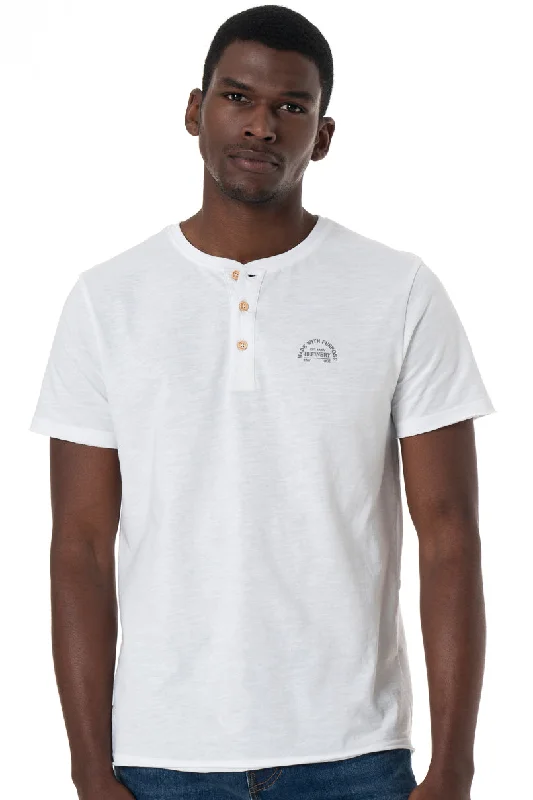 Men's luxury blend t-shirt-Henley T-Shirt _ 151840 _ White