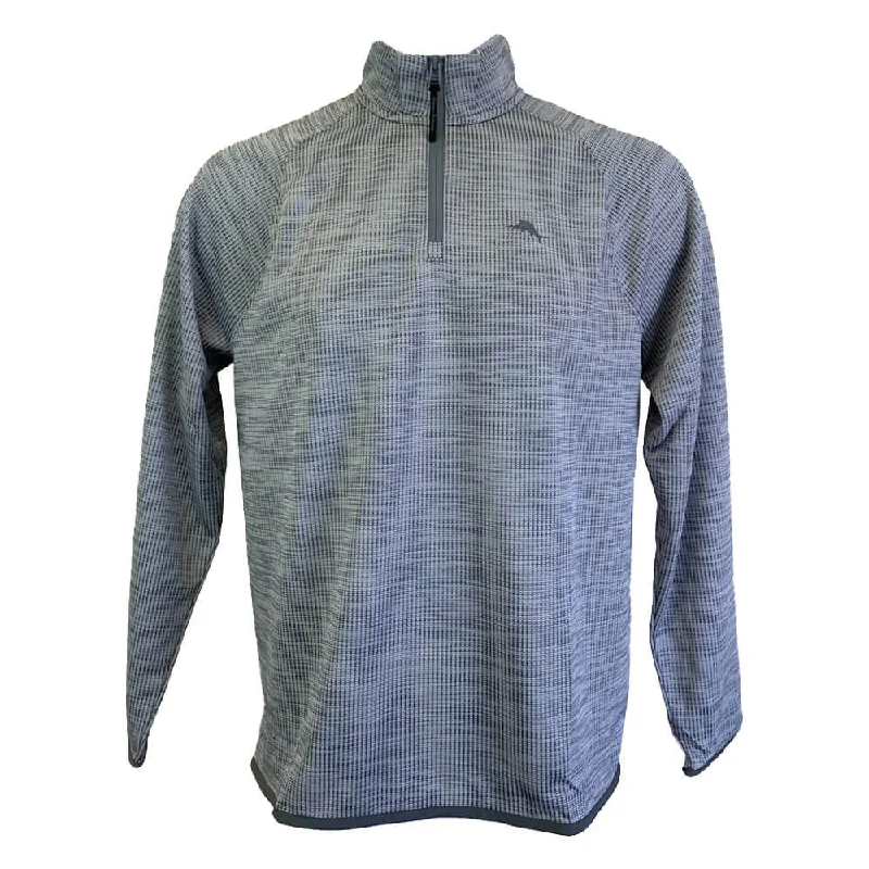 Men's UV protection sweater-Tommy Bahama Men's IslandZone Palm Pro Half Zip Pullover Sweater - Bala Shark