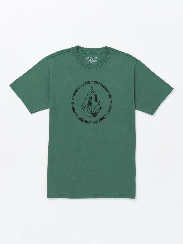 Men's beach-ready t-shirt-Circle Stone Short Sleeve Tee - Fir Green