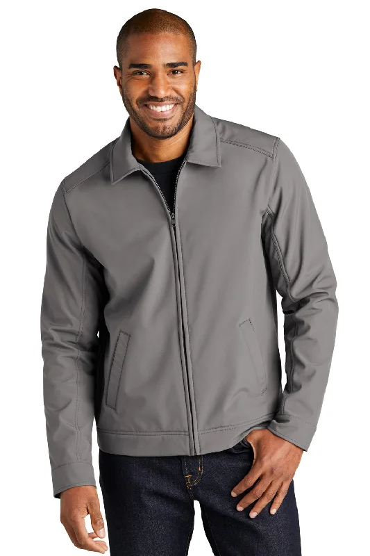 Men's ultra-lightweight field jacket-Port Authority Mens Mechanic Wind & Water Resistant Full Zip Soft Shell Jacket - Deep Smoke Grey