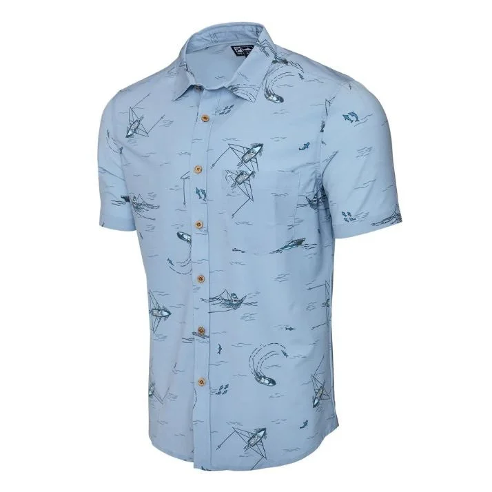 Men's organic gym shirt-Pelagic Short Sleeve Men's Woven Shirts