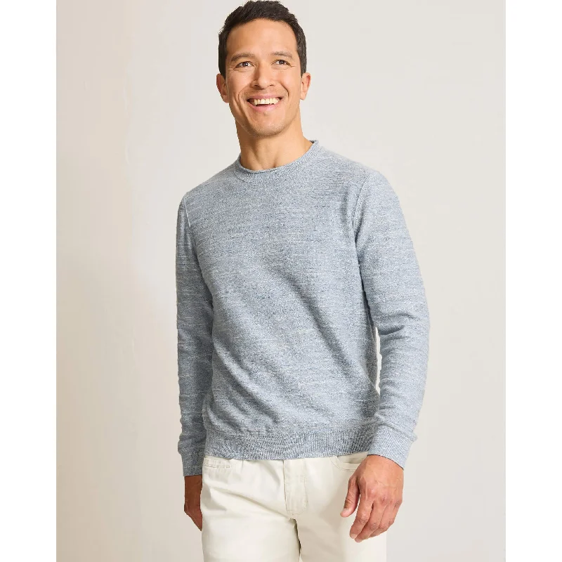 Men's adventure sweater-Tommy Bahama Men's Salerno Point Crew Sweater - Denimblau Heather