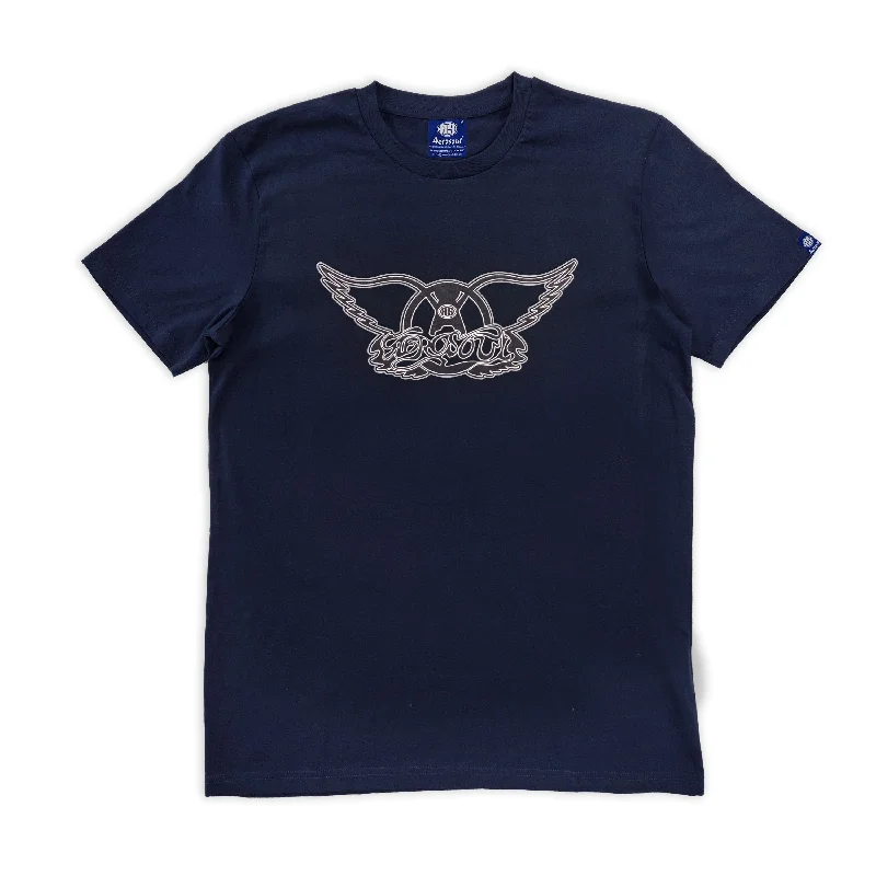 Men's brushed cotton t-shirt-Aero-Wings Teeshirt (Navy)