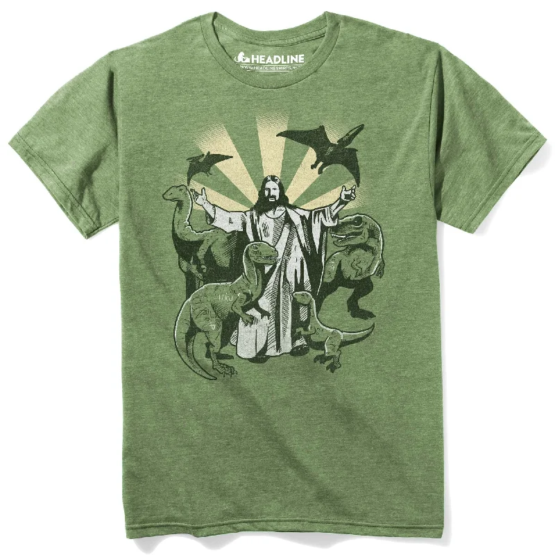 Men's fitted athletic t-shirt-Jesus and the Dinosaurs T-Shirt