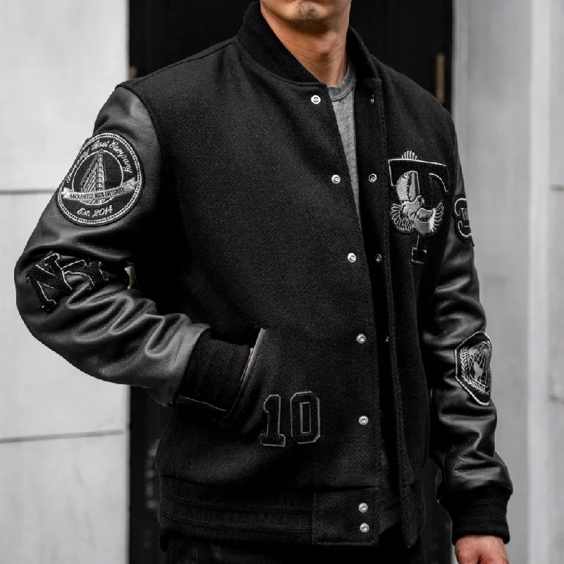 Men's breathable performance jacket-Varsity Jacket | Black 10 Year