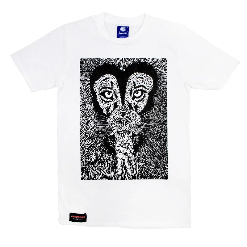 Men's biodegradable t-shirt-Insane X Aerosoul "Peaceful Lion" Limited Edition Collab (White)