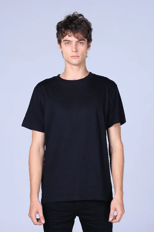 Men's contrast sleeve t-shirt-Jack Russel - Men T-Shirts - Klassik TJ-OZ1/BK Oversized Black