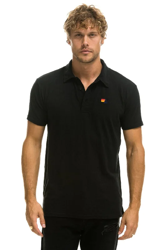 Men's wrinkle-resistant casual polo shirt-AVIATOR NATION POLO - BLACK