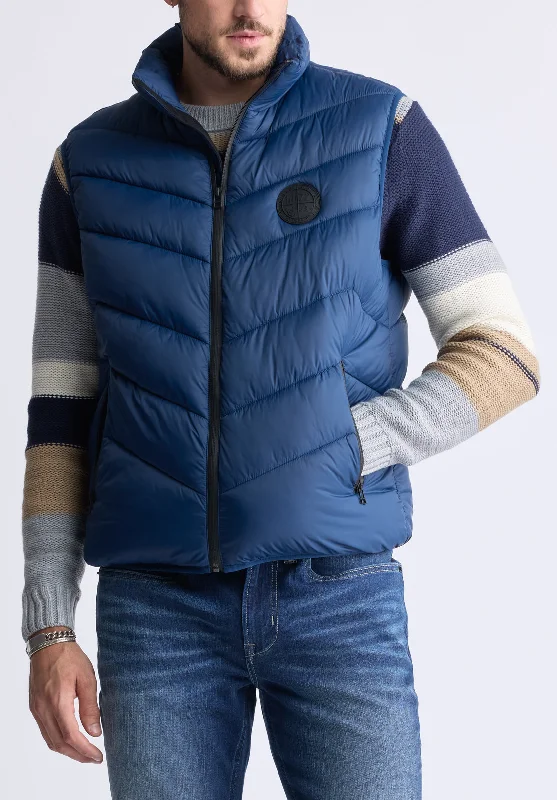 Men's weather-resistant anorak-Davies Navy Men's Puffer Vest - OBMEF007