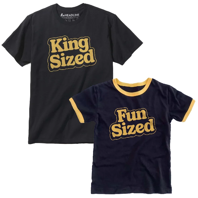 Men's activewear t-shirt-Adult + Kids King Sized Fun Sized Halloween T-shirt Bundle