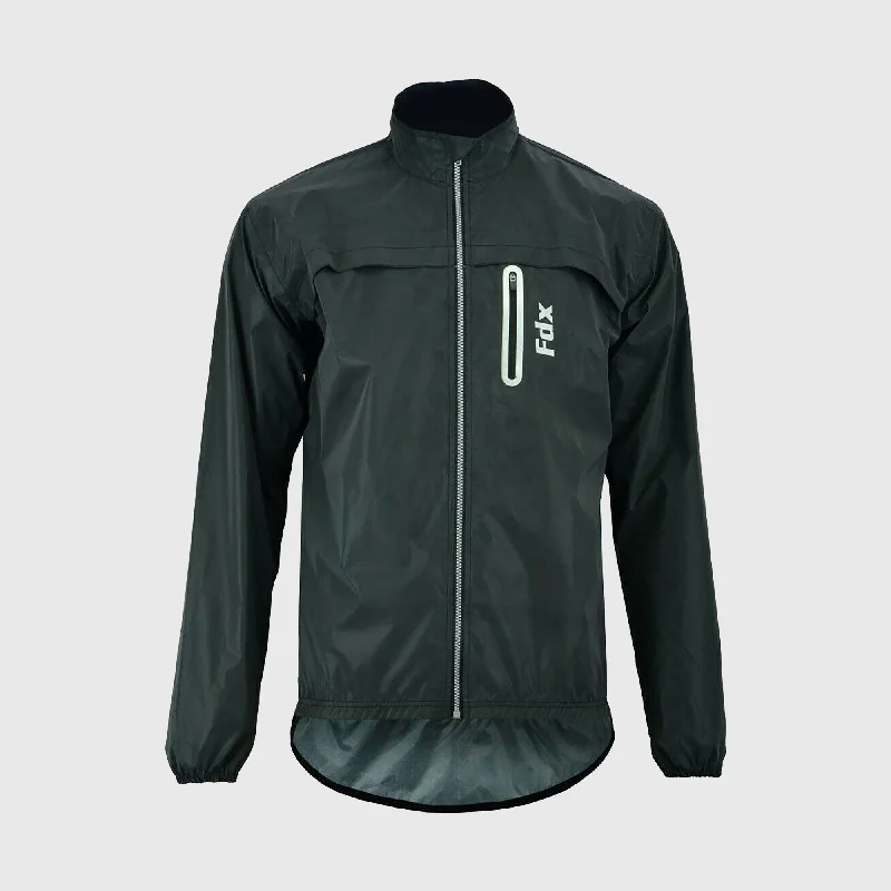 Men's adventure-ready softshell jacket-Fdx 360° Black Men's & Boy's Reflective Waterproof Cycling Jacket