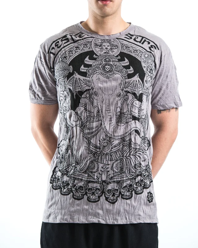 Men's inspiring graphic t-shirt-Mens Batman Ganesh T-Shirt in Gray