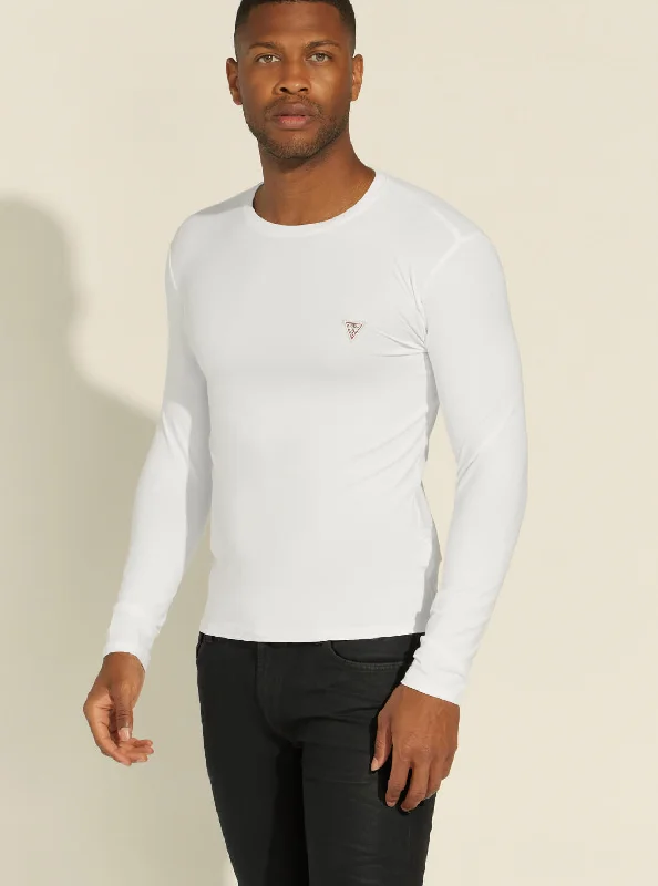 Men's laid-back t-shirt-White Super Slim Long Sleeve T-Shirt