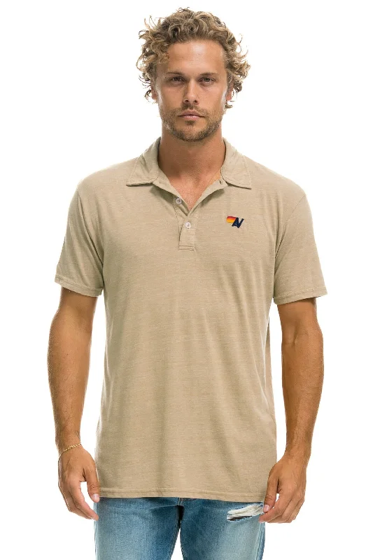 Men's antibacterial travel polo shirt-AVIATOR NATION POLO - SAND