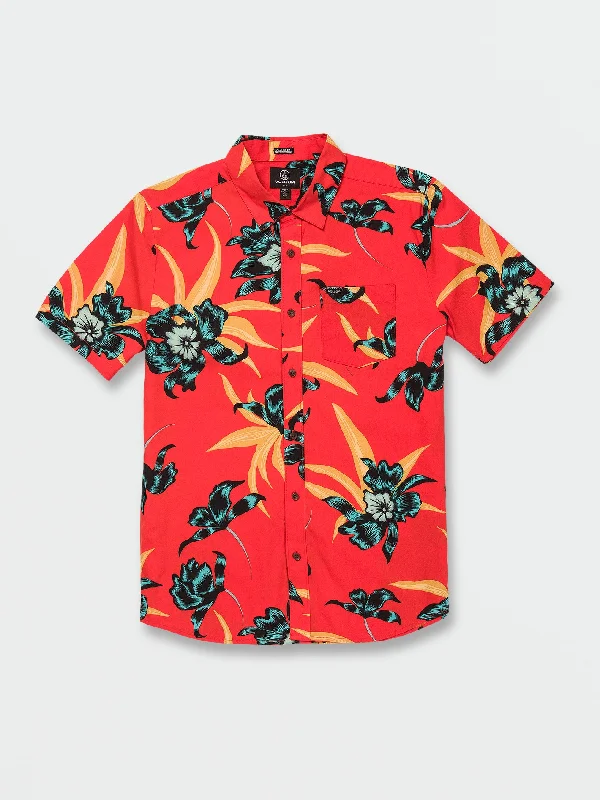 Men's sustainable travel wear shirt-Island Time Short Sleeve Shirt - Red Orange