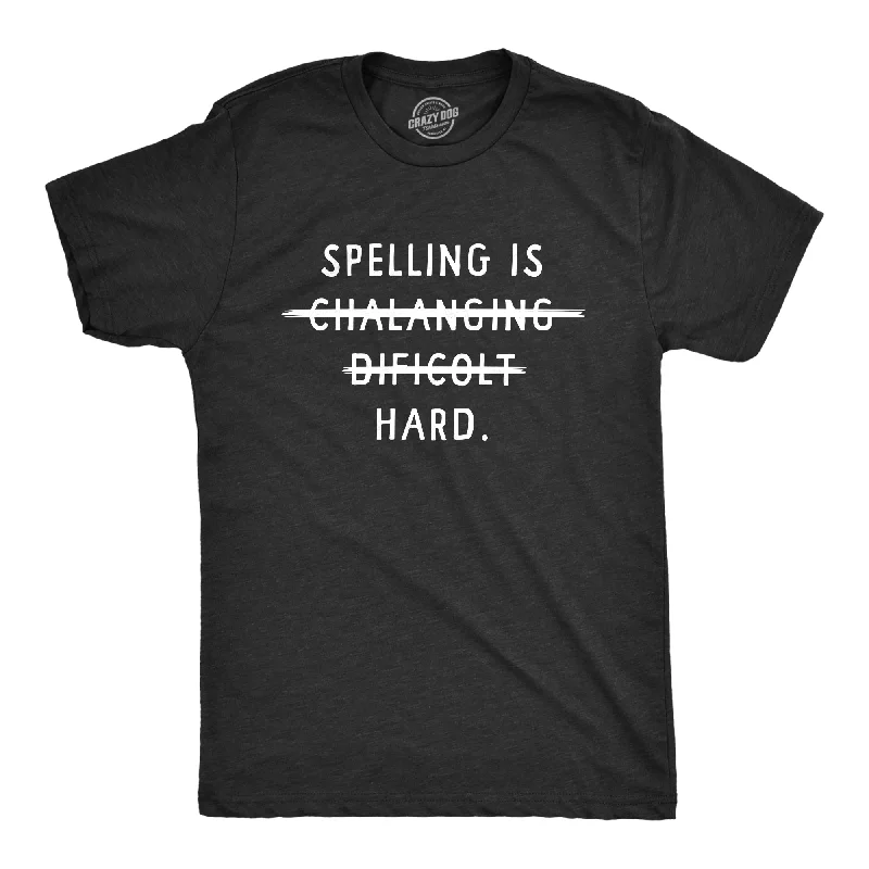 Men's contrast sleeve t-shirt-Spelling Is Hard Men's T Shirt