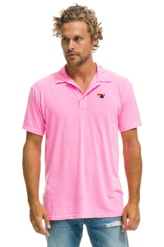 Men's versatile travel polo shirt-AVIATOR NATION POLO - NEON PINK