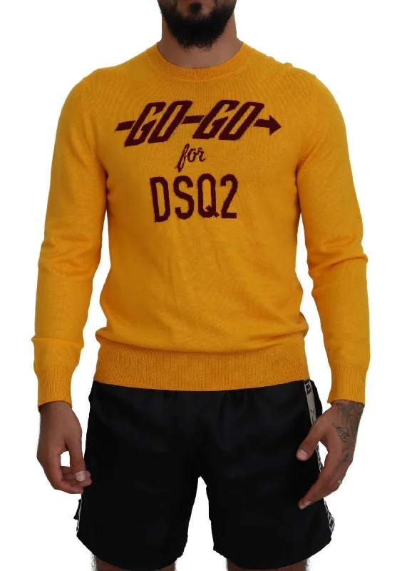 Men's v-neck sweater-Dsquared² Wool Long Sleeves Men Pullover Men's Sweater (Pre-Owned)