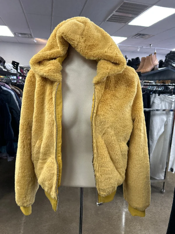 Men's sporty trench coat-Jacket Faux Fur & Sherpa By Love Tree In Yellow, Size: M