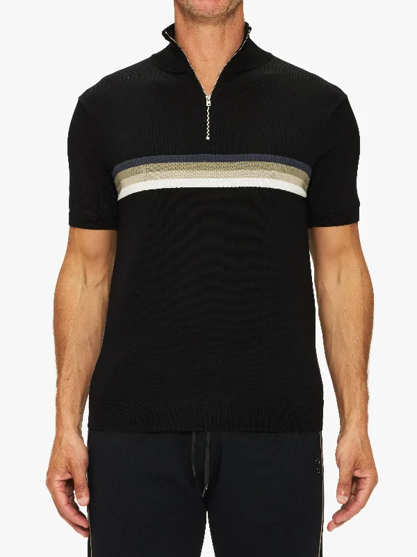 Men's antibacterial travel polo shirt-Ron Dorff Polo Chest Stripes