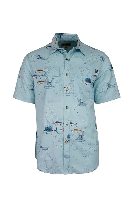 Men's sustainable office wear shirt-Hook & Tackle Short Sleeve Men Sun Protection Moisture-Wickin