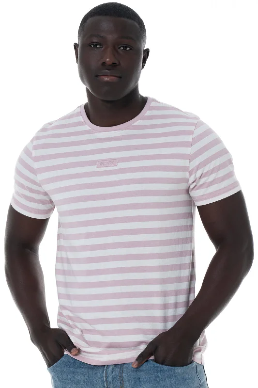 Men's go-to t-shirt-Stripe T-Shirt _ 151923 _ Dusty Pink