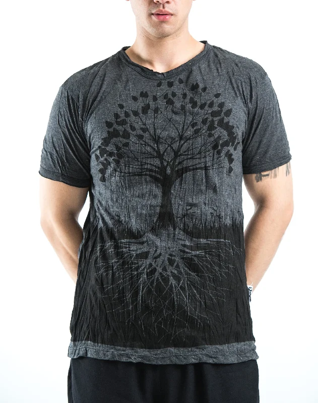 Men's inspiring graphic t-shirt-Mens Tree of Life T-Shirt in Black