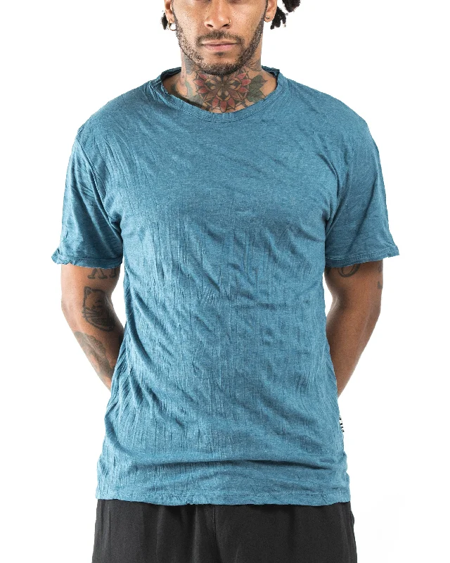 Men's avant-garde t-shirt-Mens Solid Color T-Shirt in Denim Blue