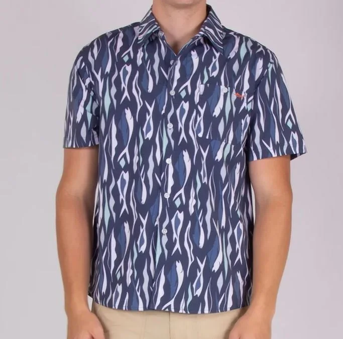 Men's gym-ready office wear shirt-Salt Life Short Sleeve Men's Woven Shirts