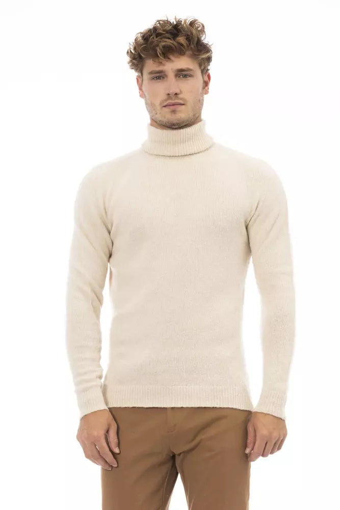 Men's wrinkle-resistant sweater-Alpha Studio Alpaca Leather Men Men's Sweater