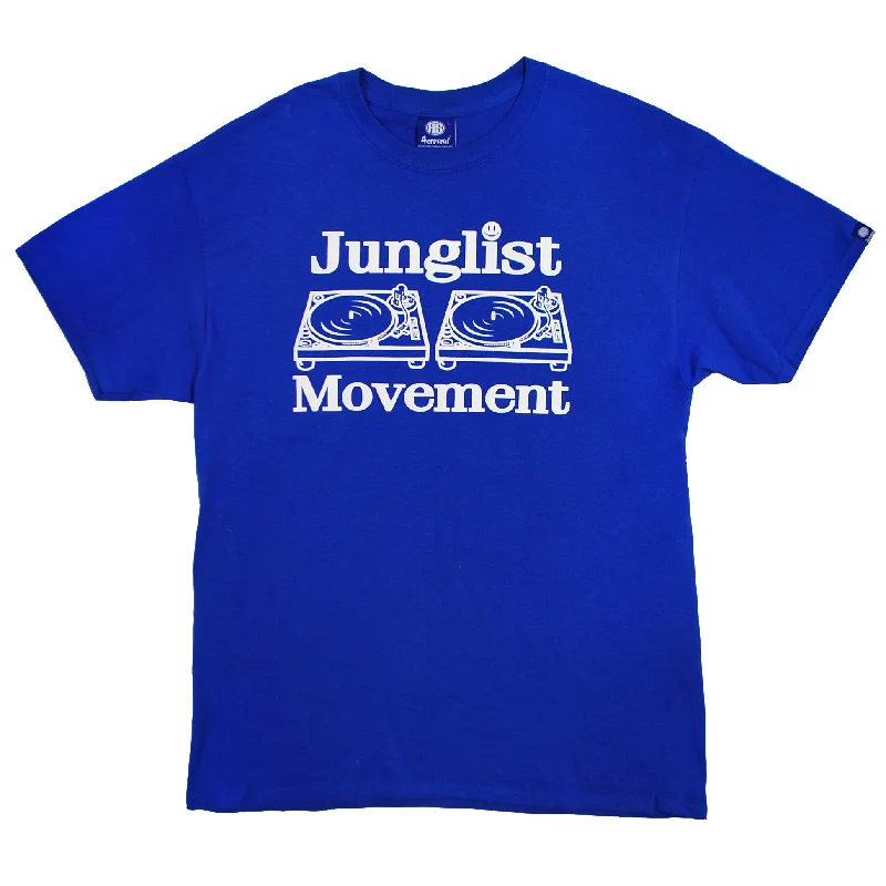 Men's hemp fabric t-shirt-Junglist Movement T-Shirt Royal (White)