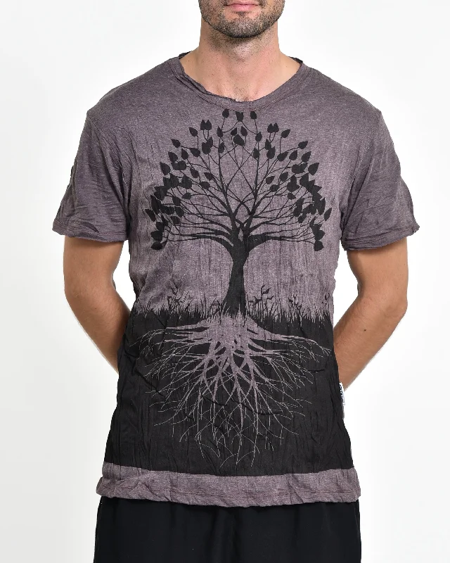 Men's biodegradable t-shirt-Mens Tree of Life  T-Shirt in Brown