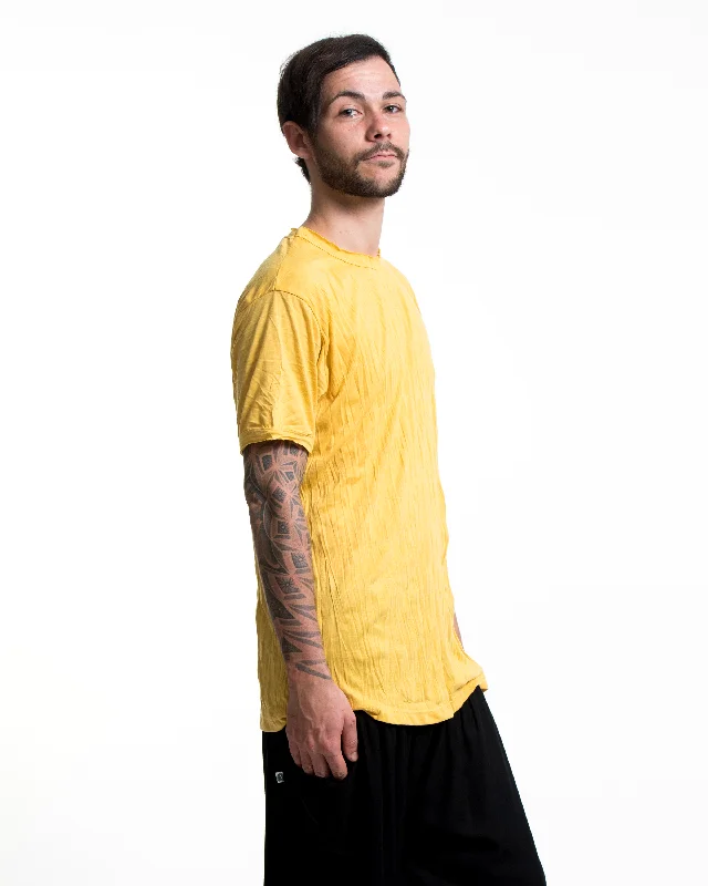 Men's climate-control t-shirt-Mens Solid Color T-Shirt in Yellow