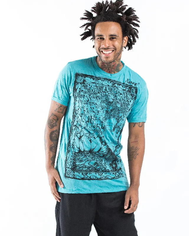 Men's go-to t-shirt-Mens Sanskrit Buddha T-Shirt in Turquoise