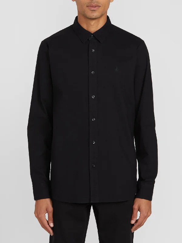 Men's eco-conscious office wear shirt-Oxford Stretch Long Sleeve Shirt - New Black