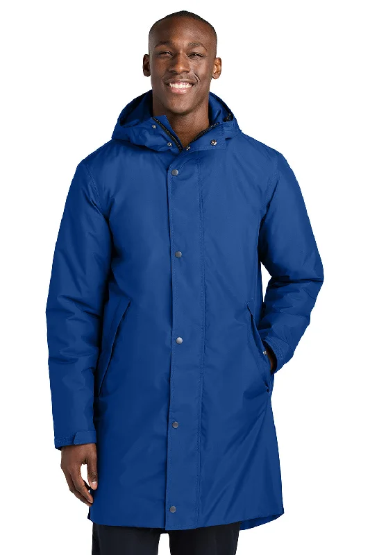 Men's sporty raincoat-Sport-Tek Mens Waterproof Insulated Sideline Full Zip Hooded Parka - True Royal Blue - New