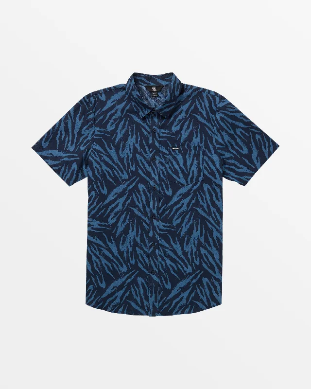 Men's pre-shrunk casual shirt-Warbler Short Sleeve Woven Top - Navy Paint