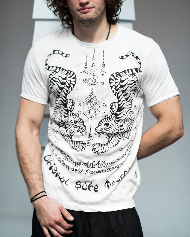 Men's go-to t-shirt-Mens Thai Tattoo T-Shirt in White