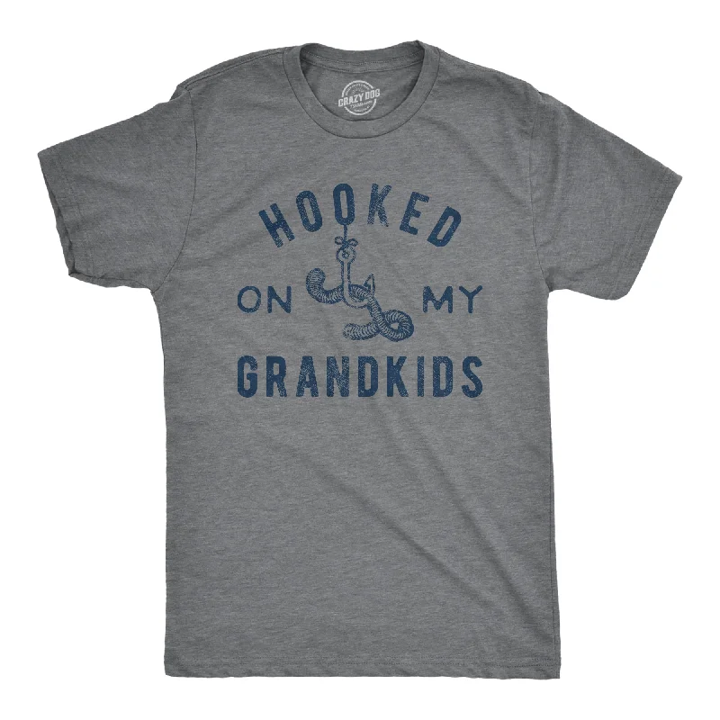 Men's fitted athletic t-shirt-Hooked On My Grandkids Men's T Shirt