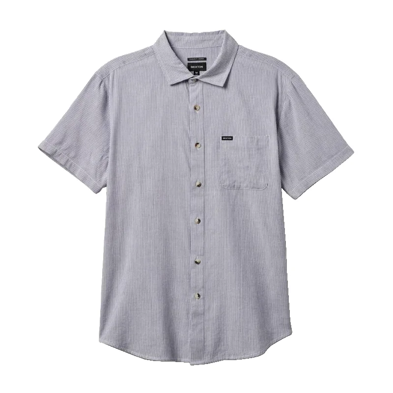 Men's summer gym wear shirt-Charter Stripe S/S Woven