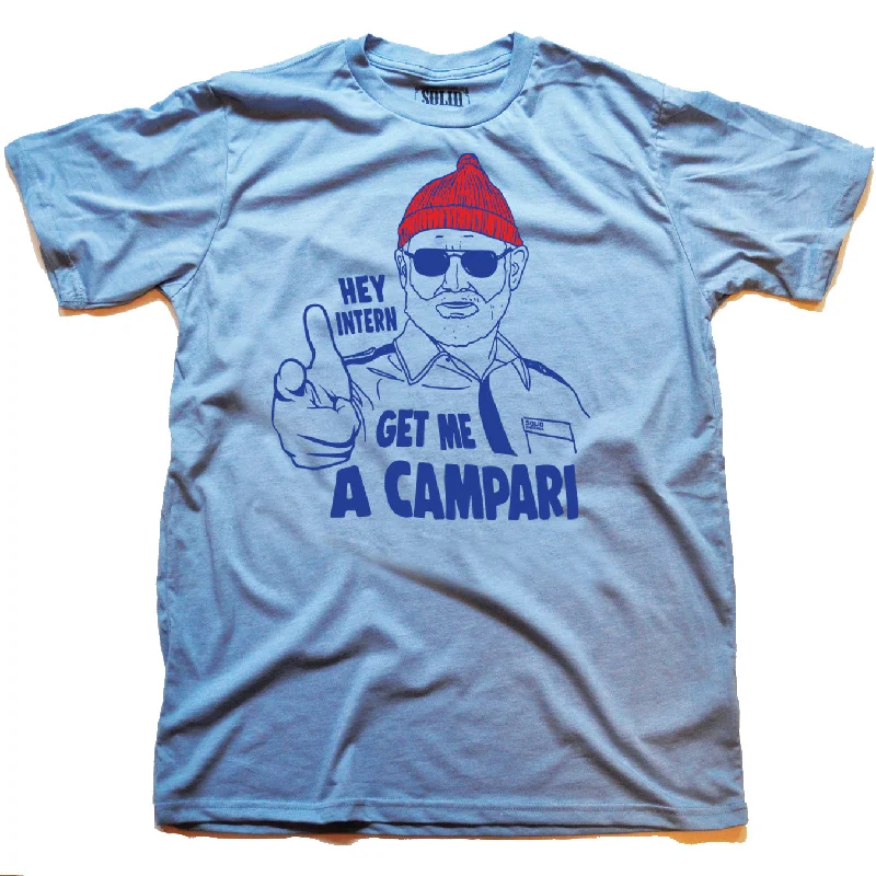 Men's brushed cotton t-shirt-Steve Zissou Hey Intern T-shirt