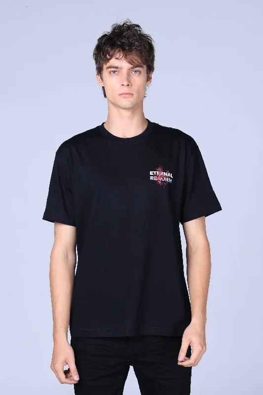 Men's outdoor adventure t-shirt-Jack Russel - Men T-Shirts - Klassik TJ-OZ18/BK Oversized Eternal Requiem Black