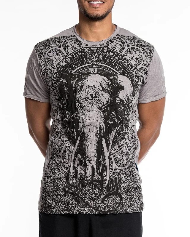 Men's climate-control t-shirt-Mens Wild Elephant T-Shirt in Gray