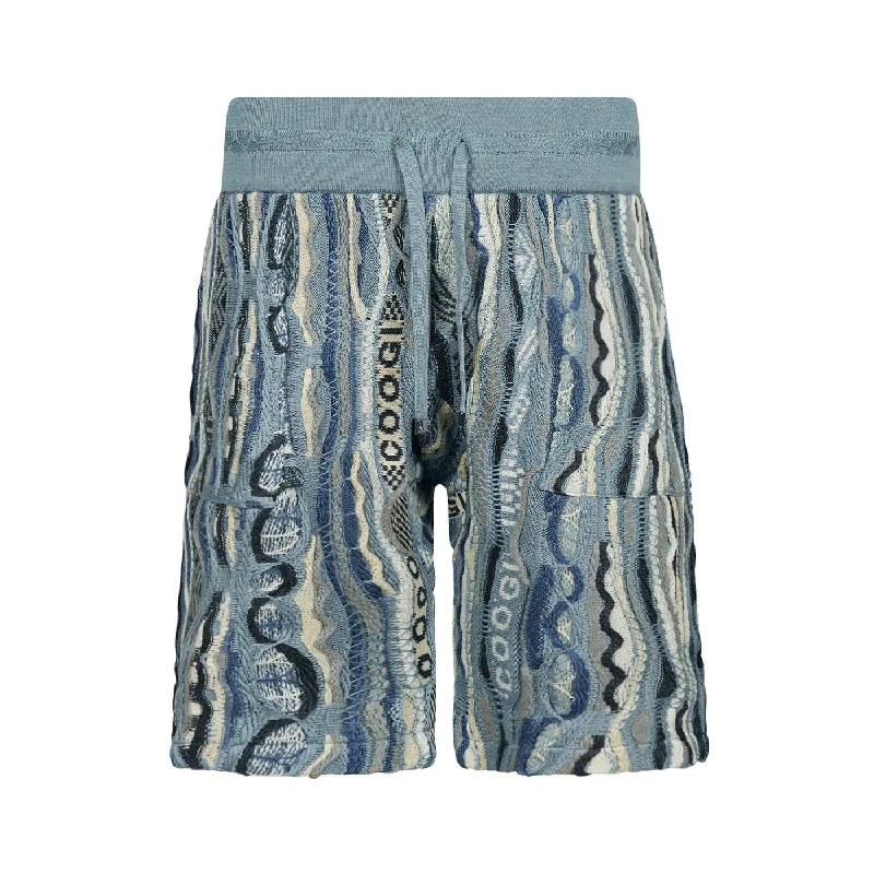 Men's gym-ready hiking shorts-COOGI Pacific Blue Sweater Knit Shorts