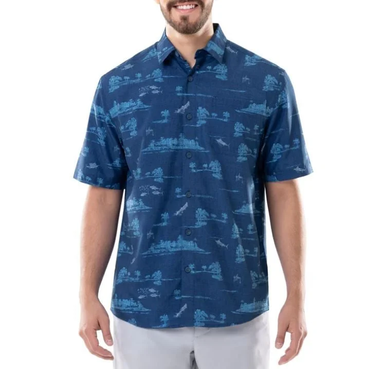 Men's quick-dry gym shirt-Guy Harvey Short Sleeve Men's Performance Fishing Shirt