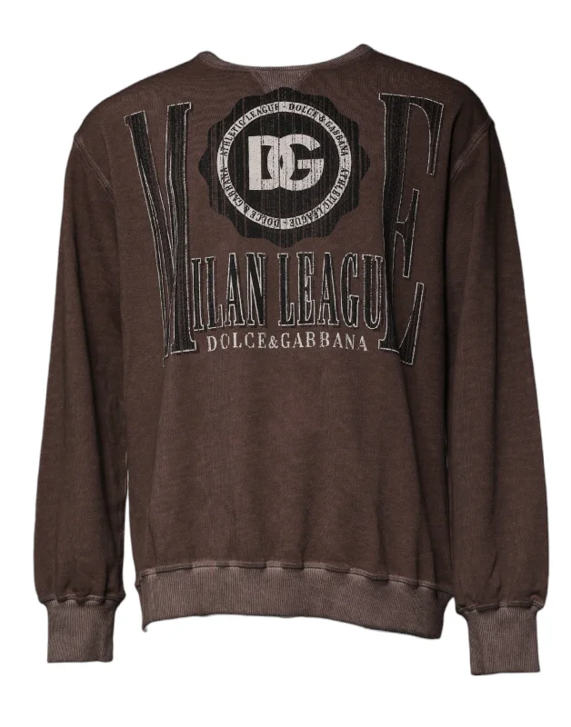 Men's adventure sweater-Dolce & Gabbana Logo Print Crew Neck Pullover Men's Sweater