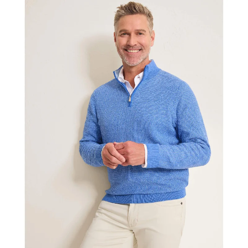 Men's no-iron sweater-Tommy Bahama Men's IslandZone New Coolside Legend Half Zip Pullover Sweater - Mountain Bluebell