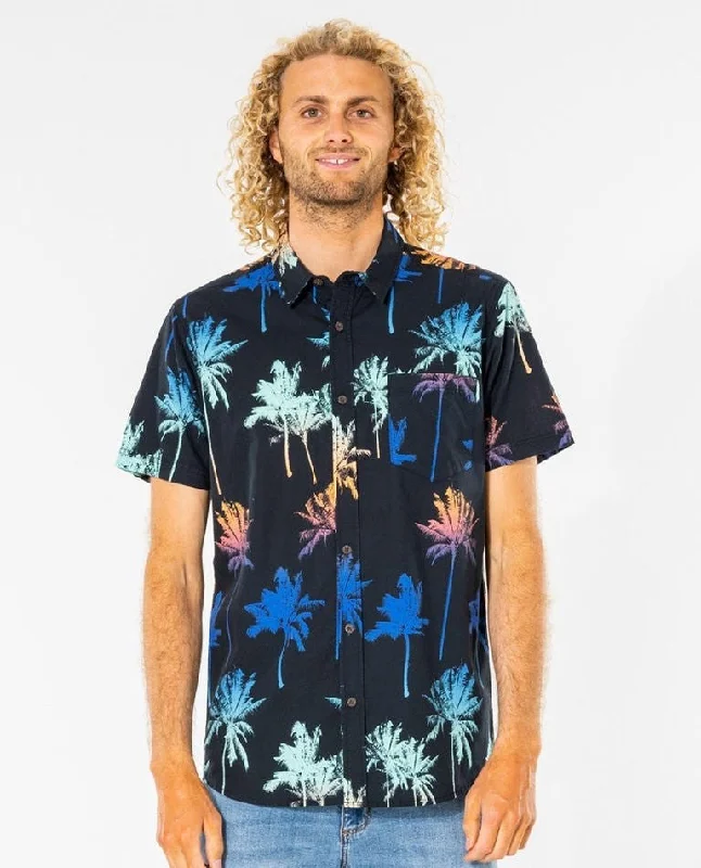 Men's lightweight gym shirt-Rip Curl Short Sleeve Men's Woven Shirts Allover Printed